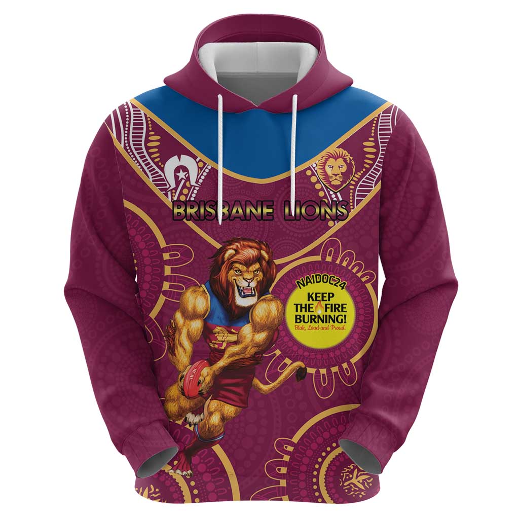 Custom AFL Brisbane Lions NAIDOC Week Hoodie Keep The Fire Burning Indigenous Art - Vibe Hoodie Shop