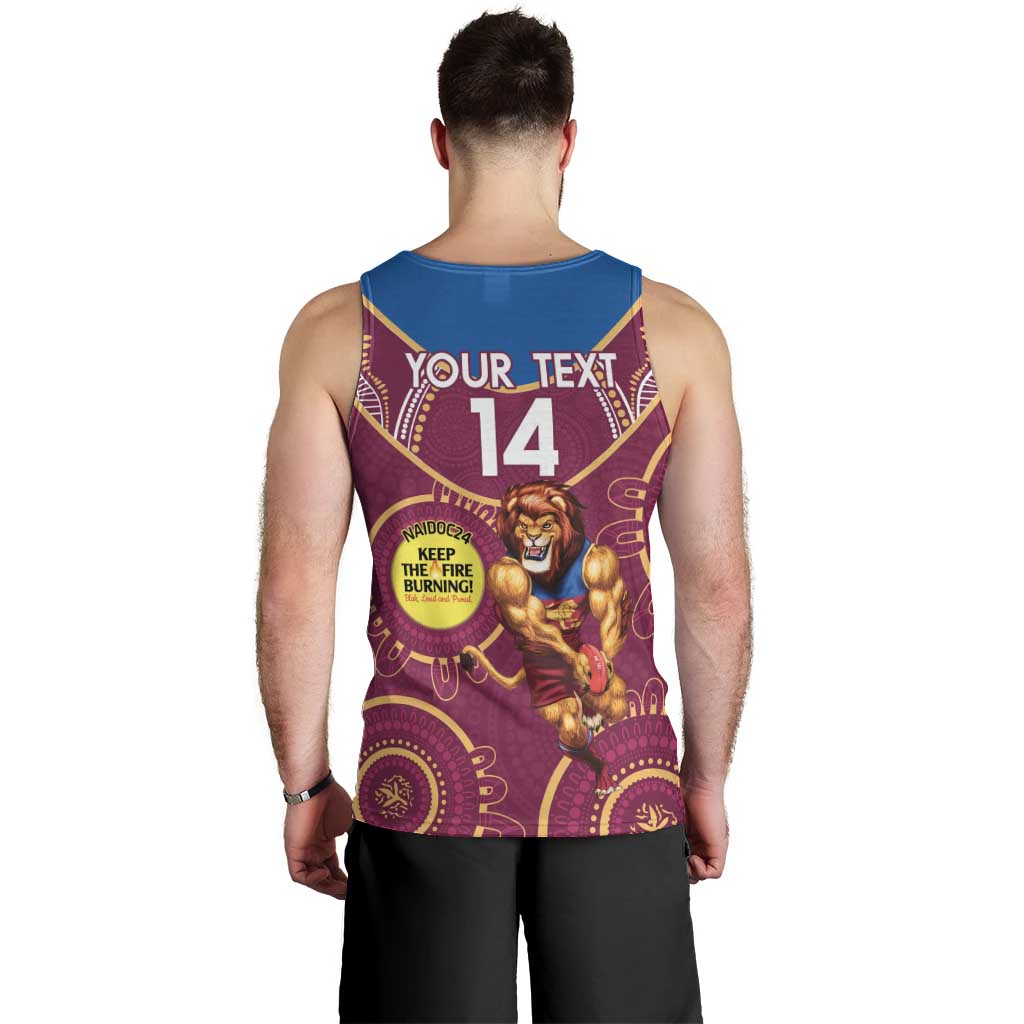 Custom AFL Brisbane Lions NAIDOC Week Men Tank Top Keep The Fire Burning Indigenous Art - Vibe Hoodie Shop
