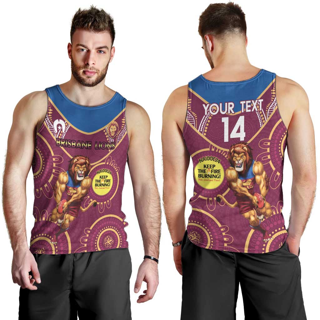 Custom AFL Brisbane Lions NAIDOC Week Men Tank Top Keep The Fire Burning Indigenous Art - Vibe Hoodie Shop