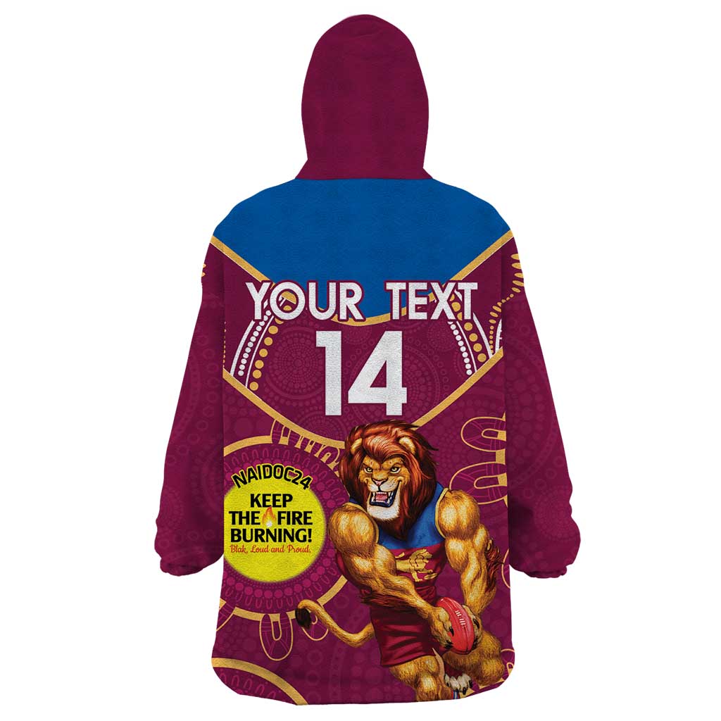 Custom AFL Brisbane Lions NAIDOC Week Wearable Blanket Hoodie Keep The Fire Burning Indigenous Art - Vibe Hoodie Shop