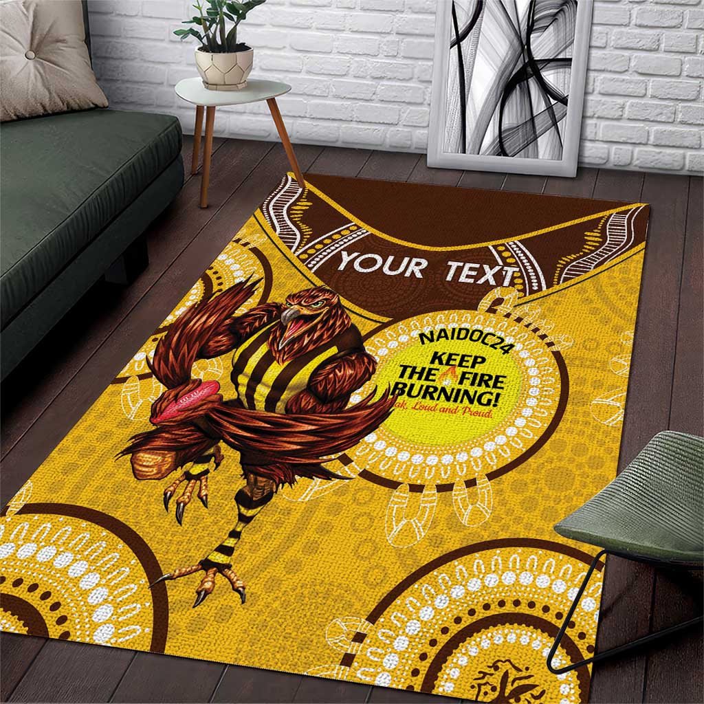 Custom AFL Hawkthorn NAIDOC Week Area Rug Keep The Fire Burning Indigenous Art - Vibe Hoodie Shop