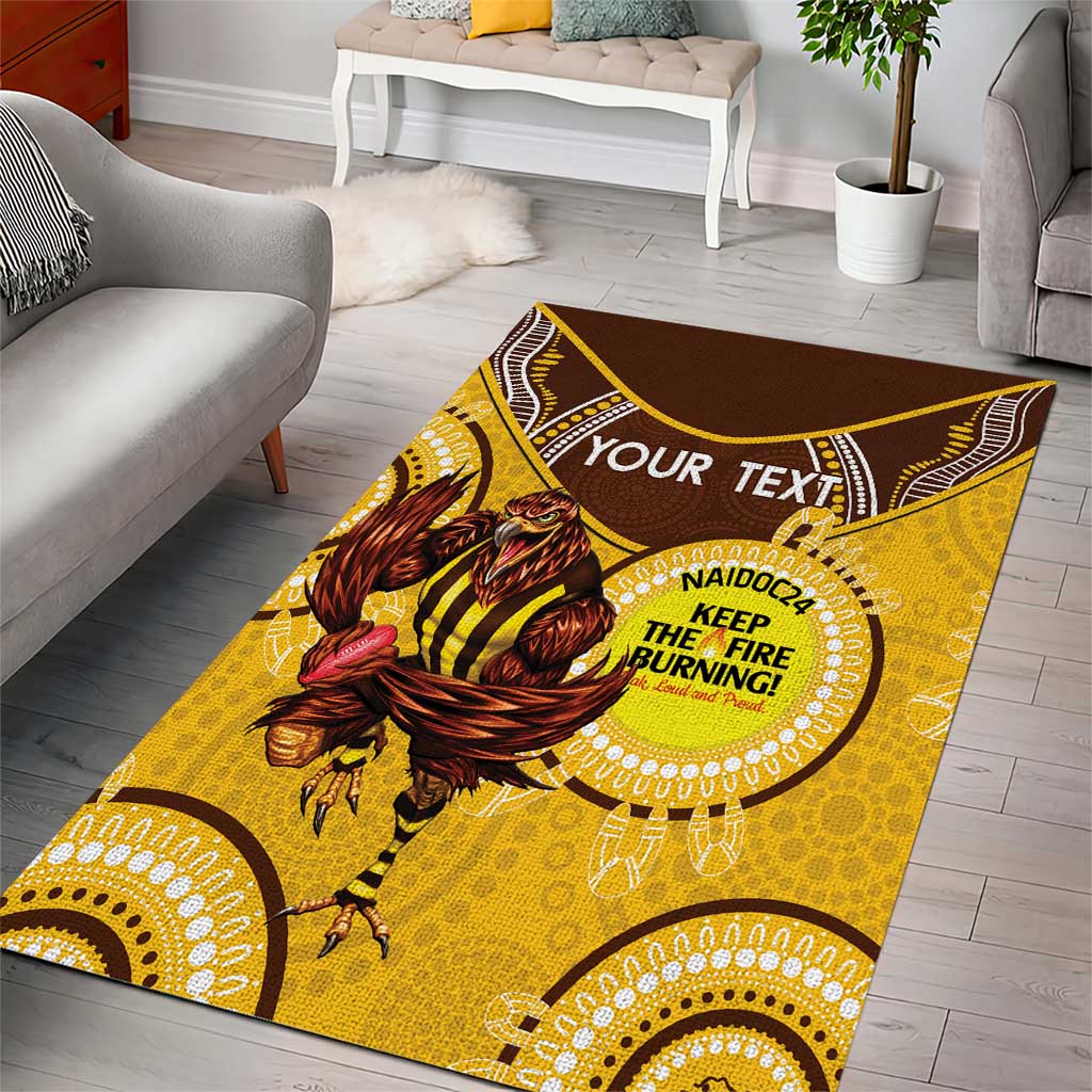 Custom AFL Hawkthorn NAIDOC Week Area Rug Keep The Fire Burning Indigenous Art - Vibe Hoodie Shop