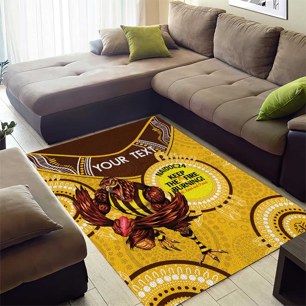 Custom AFL Hawkthorn NAIDOC Week Area Rug Keep The Fire Burning Indigenous Art - Vibe Hoodie Shop