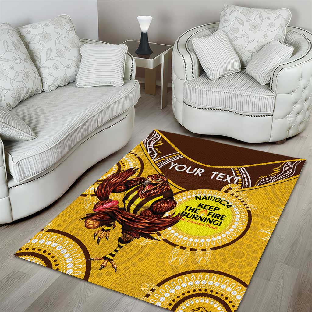 Custom AFL Hawkthorn NAIDOC Week Area Rug Keep The Fire Burning Indigenous Art - Vibe Hoodie Shop