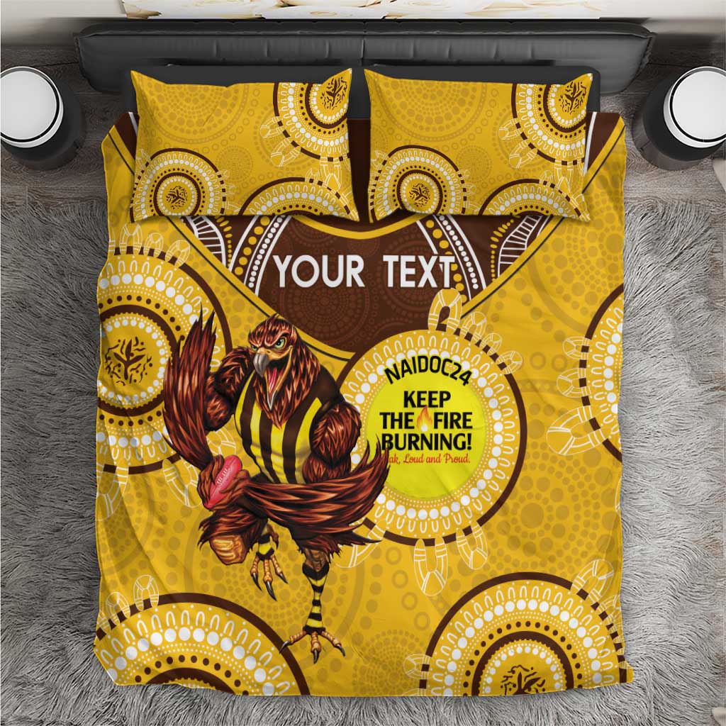 Custom AFL Hawkthorn NAIDOC Week Bedding Set Keep The Fire Burning Indigenous Art - Vibe Hoodie Shop