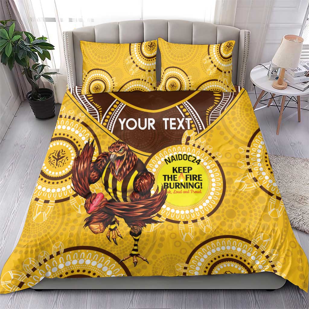 Custom AFL Hawkthorn NAIDOC Week Bedding Set Keep The Fire Burning Indigenous Art - Vibe Hoodie Shop