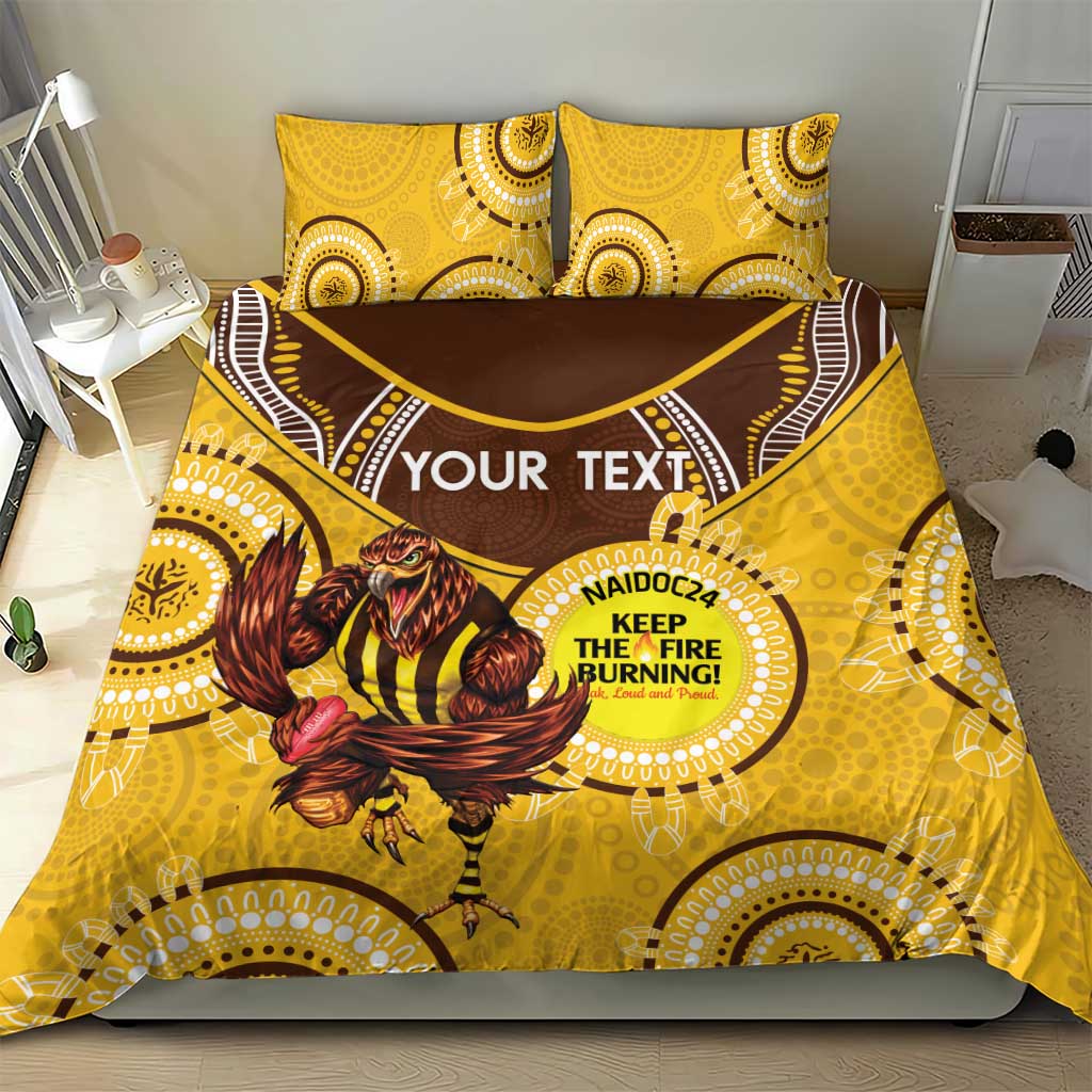 Custom AFL Hawkthorn NAIDOC Week Bedding Set Keep The Fire Burning Indigenous Art - Vibe Hoodie Shop