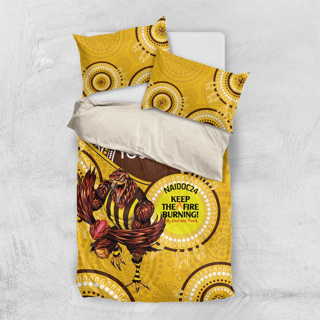 Custom AFL Hawkthorn NAIDOC Week Bedding Set Keep The Fire Burning Indigenous Art - Vibe Hoodie Shop