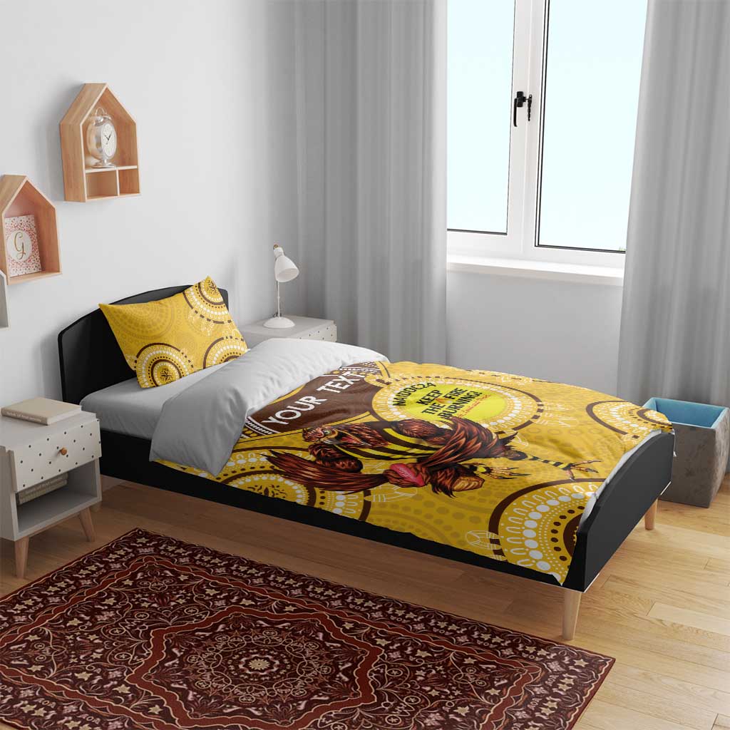 Custom AFL Hawkthorn NAIDOC Week Bedding Set Keep The Fire Burning Indigenous Art - Vibe Hoodie Shop