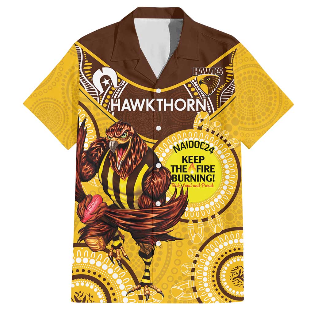 Custom AFL Hawkthorn NAIDOC Week Hawaiian Shirt Keep The Fire Burning Indigenous Art - Vibe Hoodie Shop