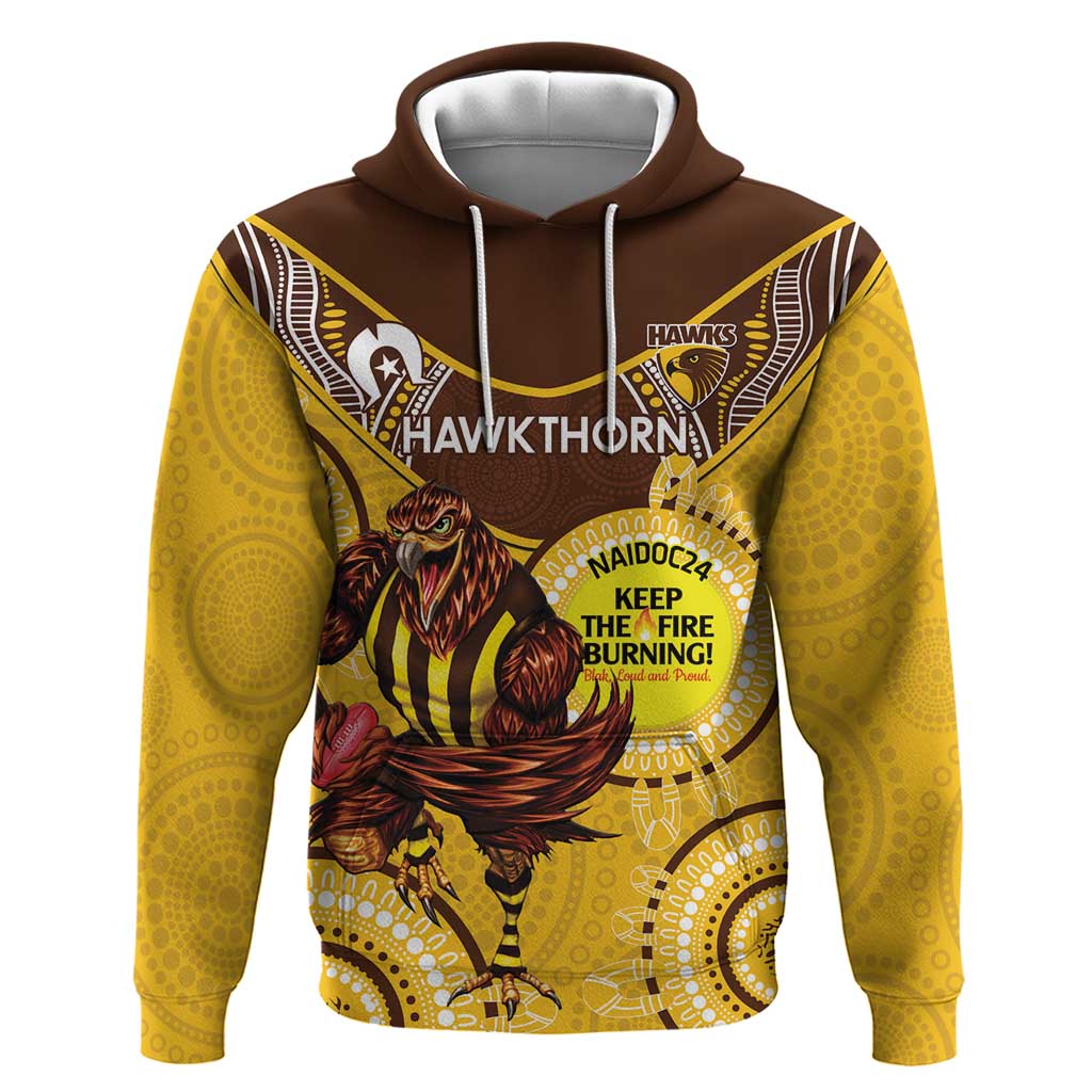 Custom AFL Hawkthorn NAIDOC Week Hoodie Keep The Fire Burning Indigenous Art - Vibe Hoodie Shop