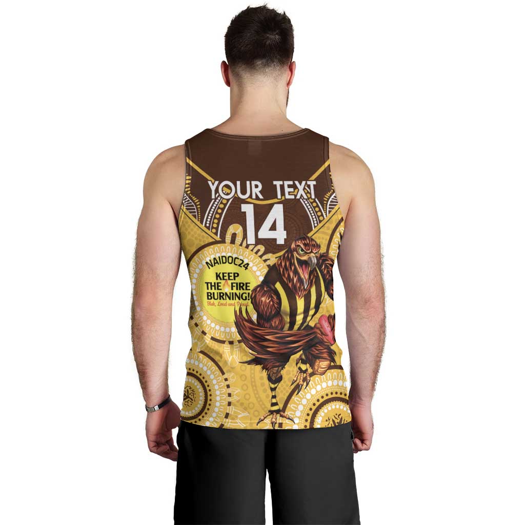 Custom AFL Hawkthorn NAIDOC Week Men Tank Top Keep The Fire Burning Indigenous Art - Vibe Hoodie Shop