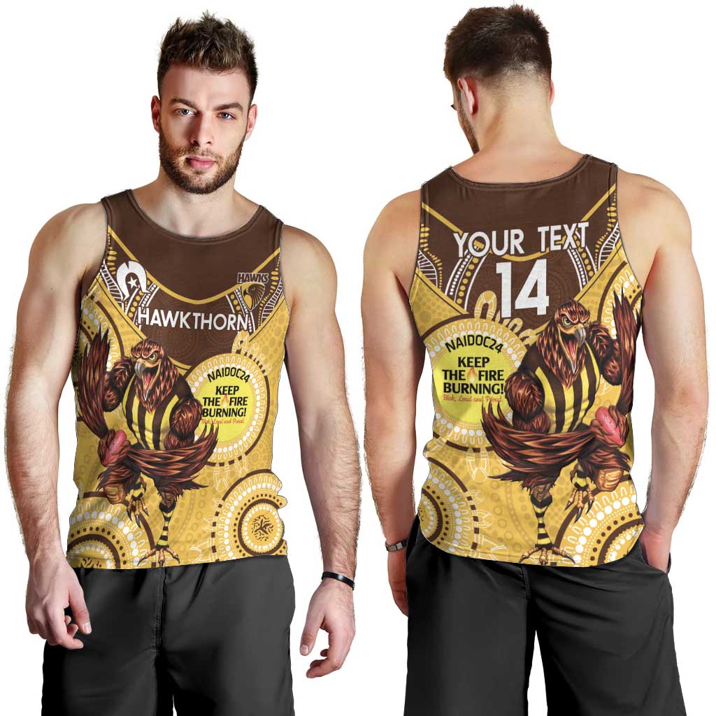 Custom AFL Hawkthorn NAIDOC Week Men Tank Top Keep The Fire Burning Indigenous Art - Vibe Hoodie Shop