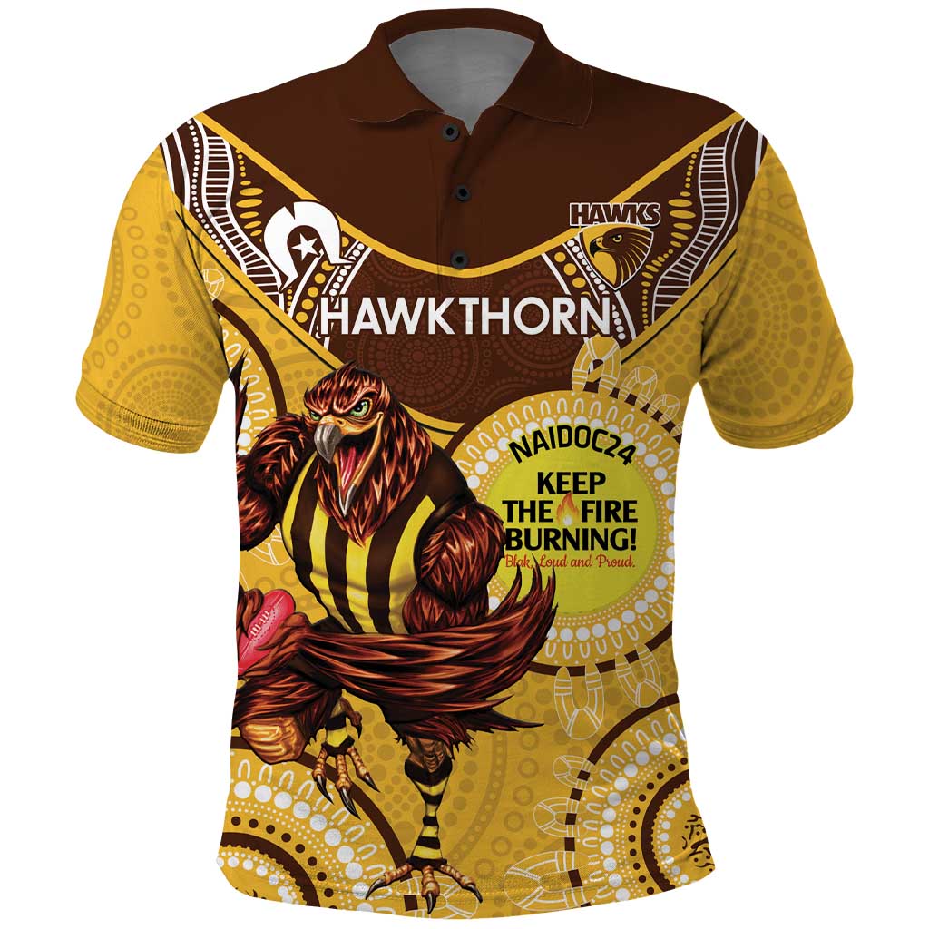 Custom AFL Hawkthorn NAIDOC Week Polo Shirt Keep The Fire Burning Indigenous Art - Vibe Hoodie Shop