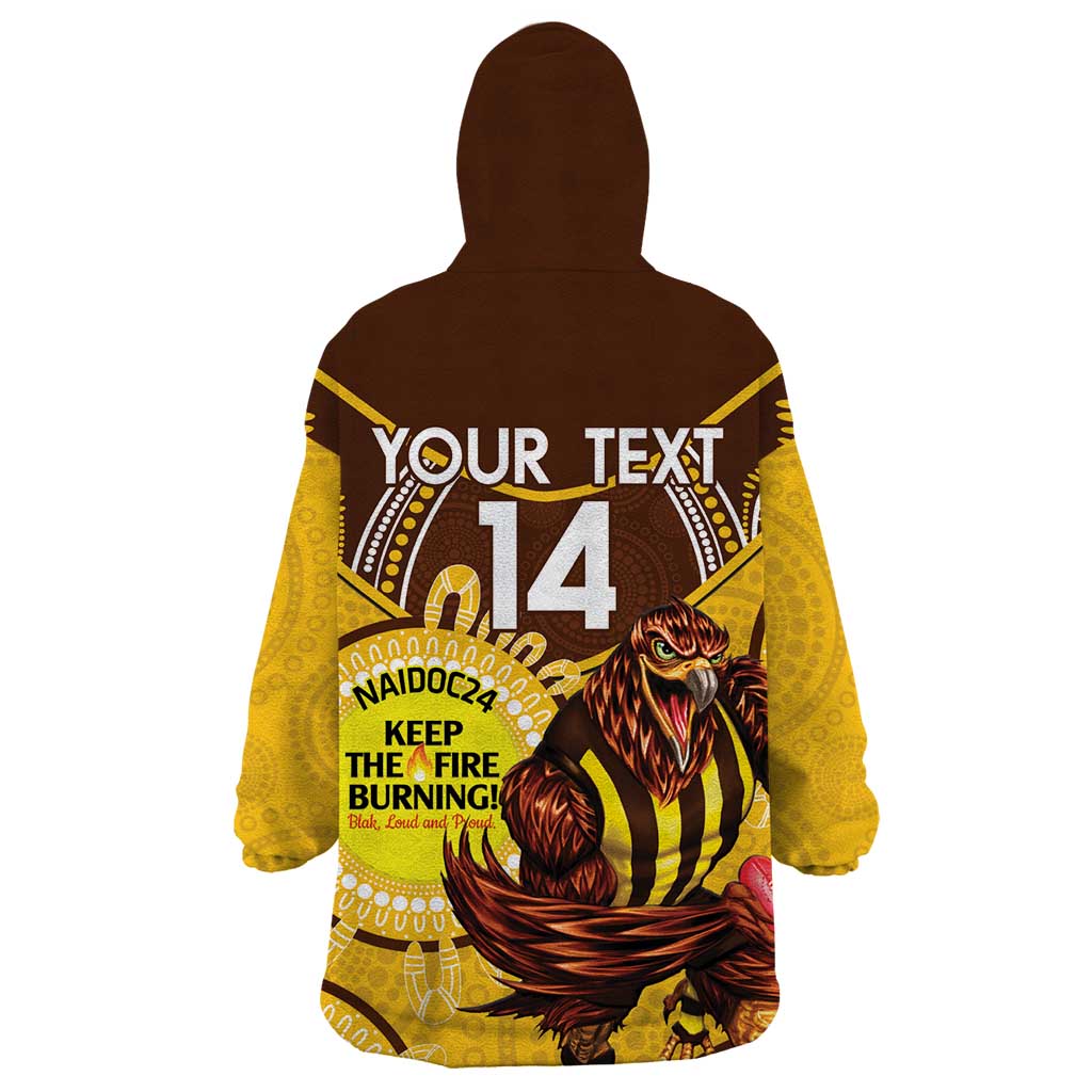 Custom AFL Hawkthorn NAIDOC Week Wearable Blanket Hoodie Keep The Fire Burning Indigenous Art - Vibe Hoodie Shop