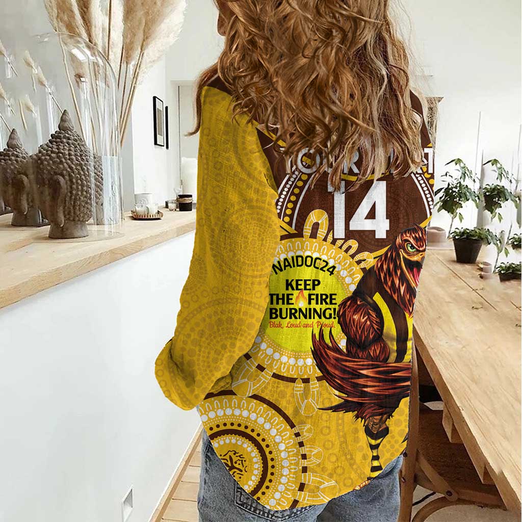 Custom AFL Hawkthorn NAIDOC Week Women Casual Shirt Keep The Fire Burning Indigenous Art - Vibe Hoodie Shop
