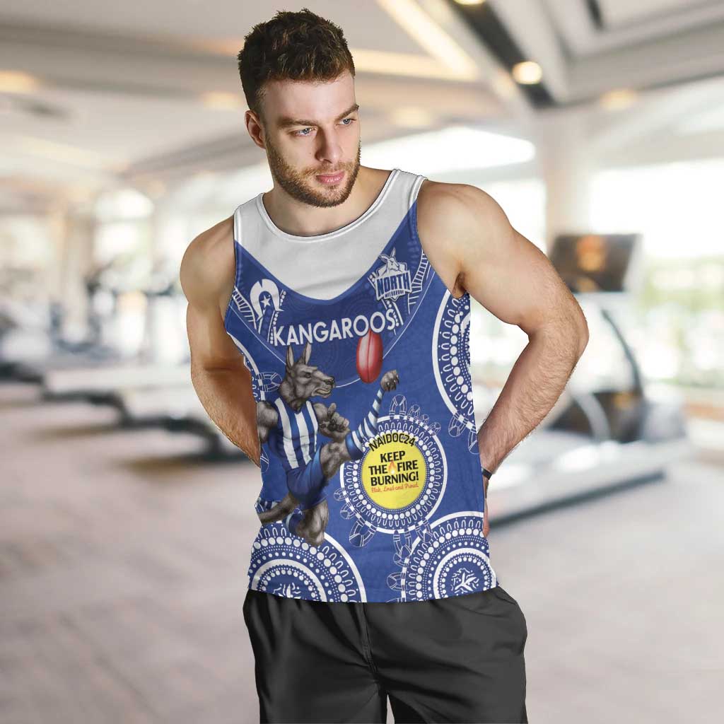 Custom AFL Kangaroos NAIDOC Week Men Tank Top Keep The Fire Burning Indigenous Art - Vibe Hoodie Shop