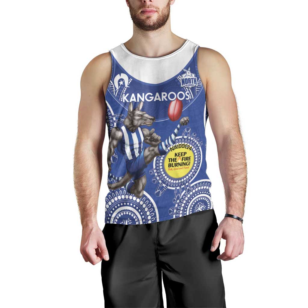Custom AFL Kangaroos NAIDOC Week Men Tank Top Keep The Fire Burning Indigenous Art - Vibe Hoodie Shop