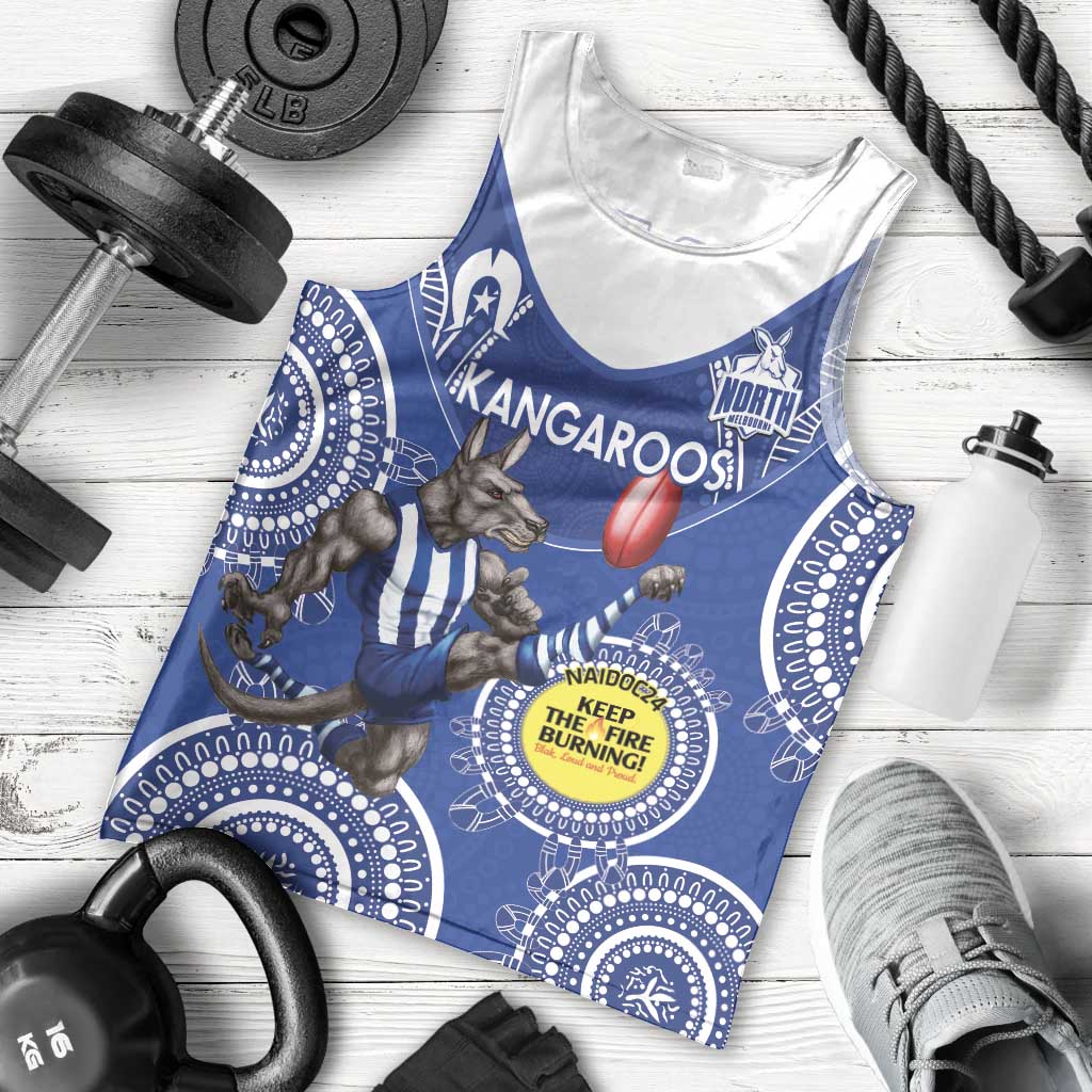 Custom AFL Kangaroos NAIDOC Week Men Tank Top Keep The Fire Burning Indigenous Art - Vibe Hoodie Shop