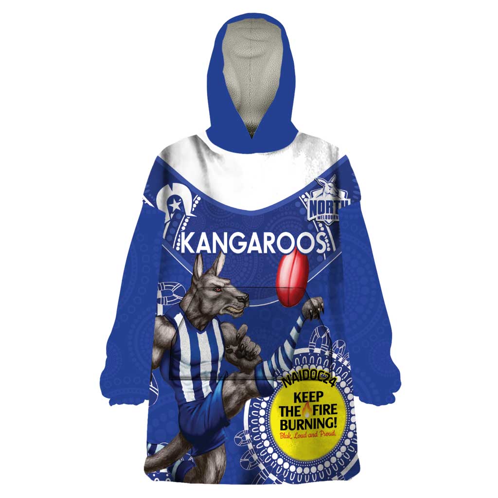 Custom AFL Kangaroos NAIDOC Week Wearable Blanket Hoodie Keep The Fire Burning Indigenous Art - Vibe Hoodie Shop