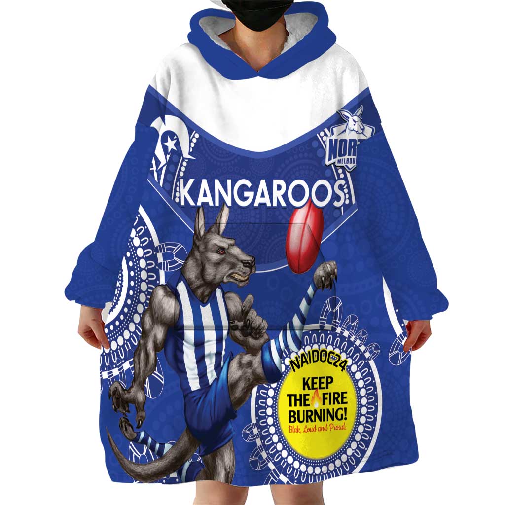 Custom AFL Kangaroos NAIDOC Week Wearable Blanket Hoodie Keep The Fire Burning Indigenous Art - Vibe Hoodie Shop