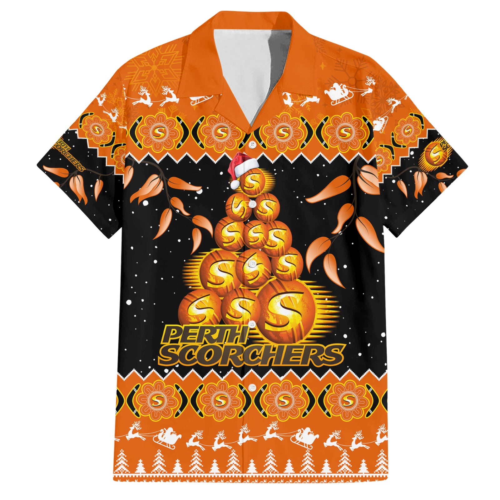 Perth Scorchers Cricket Christmas Hawaiian Shirt Merry Xmas 2023 Indigenous Art - Vibe Hoodie Shop