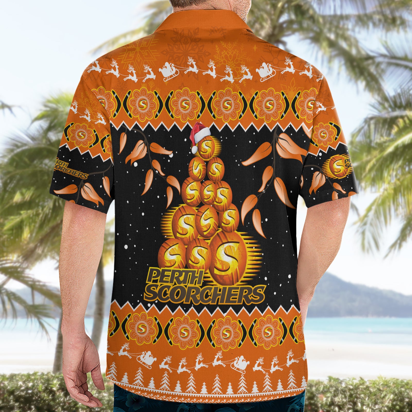 Perth Scorchers Cricket Christmas Hawaiian Shirt Merry Xmas 2023 Indigenous Art - Vibe Hoodie Shop