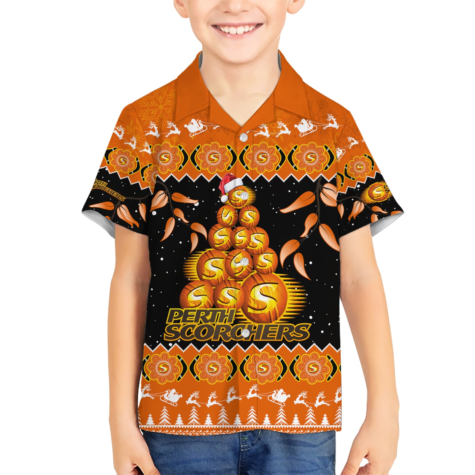 Perth Scorchers Cricket Christmas Hawaiian Shirt Merry Xmas 2023 Indigenous Art - Vibe Hoodie Shop