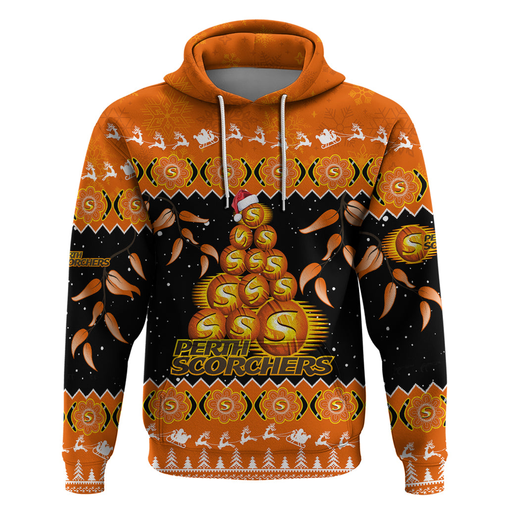 Perth Scorchers Cricket Christmas Hoodie Merry Xmas 2023 Indigenous Art - Vibe Hoodie Shop