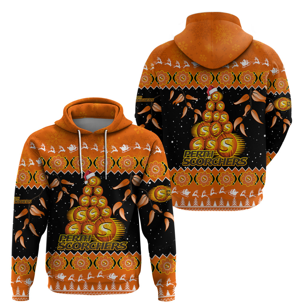 Perth Scorchers Cricket Christmas Hoodie Merry Xmas 2023 Indigenous Art - Vibe Hoodie Shop