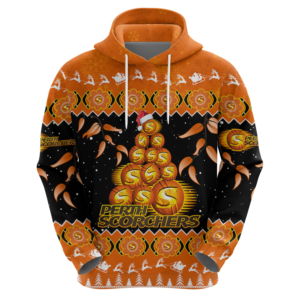 Perth Scorchers Cricket Christmas Hoodie Merry Xmas 2023 Indigenous Art - Vibe Hoodie Shop