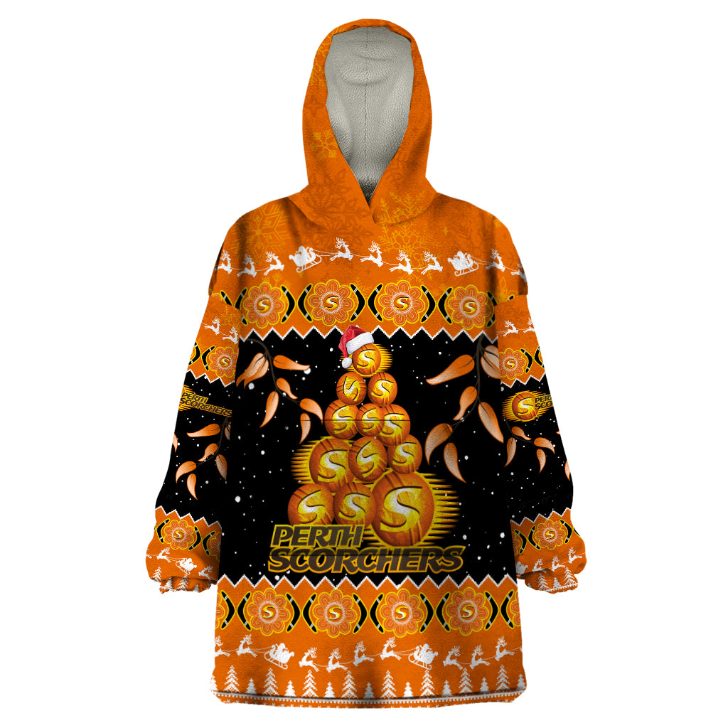 Perth Scorchers Cricket Christmas Wearable Blanket Hoodie Merry Xmas 2023 Indigenous Art - Vibe Hoodie Shop