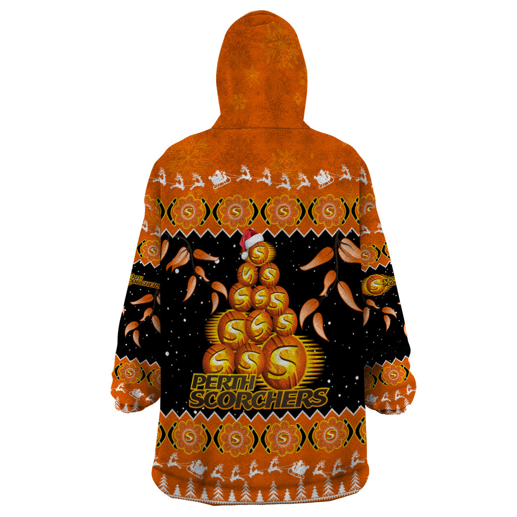 Perth Scorchers Cricket Christmas Wearable Blanket Hoodie Merry Xmas 2023 Indigenous Art - Vibe Hoodie Shop