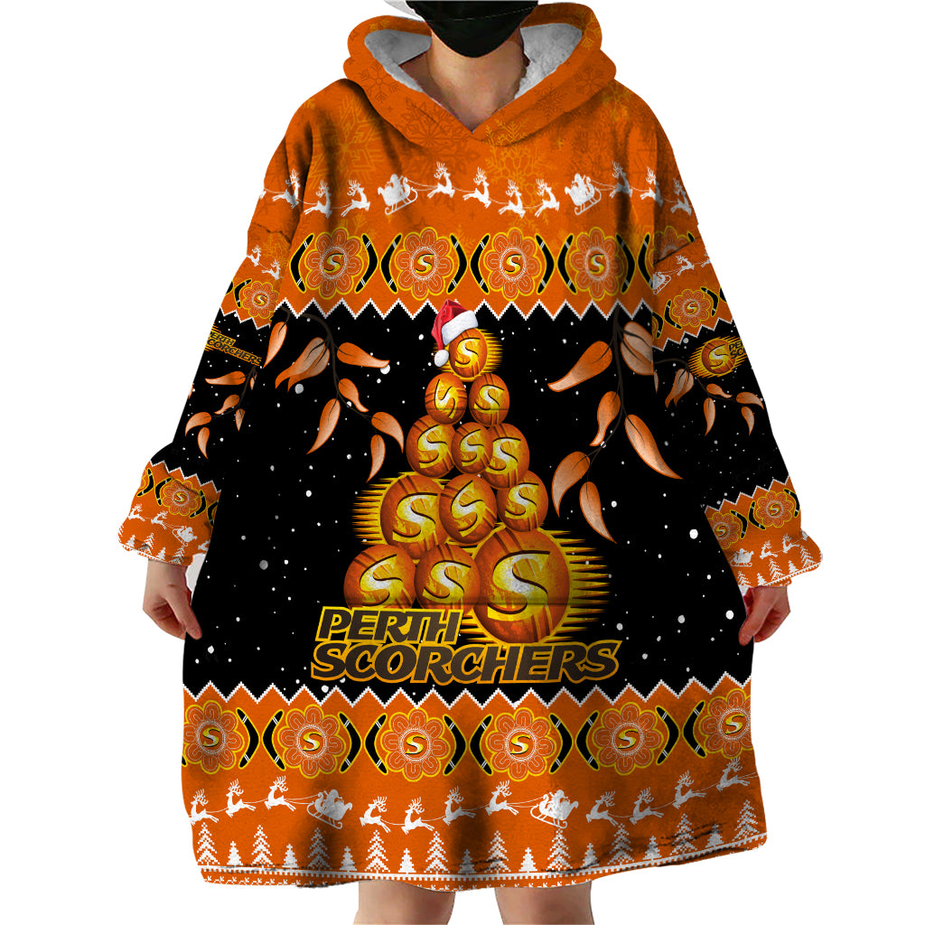 Perth Scorchers Cricket Christmas Wearable Blanket Hoodie Merry Xmas 2023 Indigenous Art - Vibe Hoodie Shop