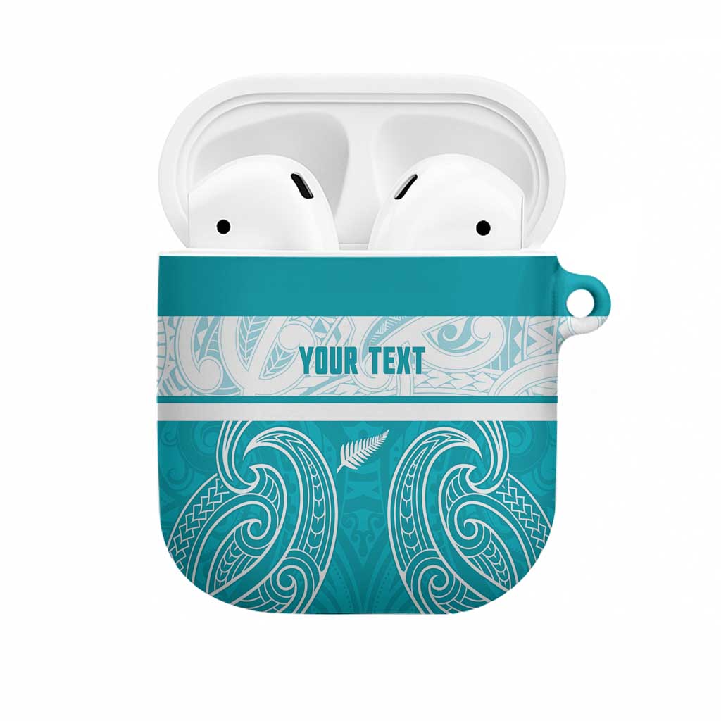New Zealand Silver Fern Cricket Custom AirPods Case Black Cap Teal Maori Pattern - Vibe Hoodie