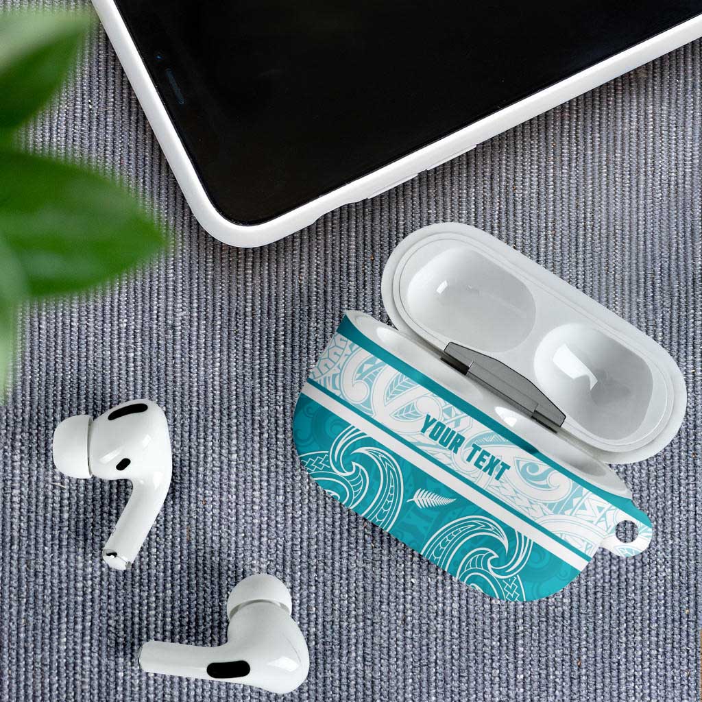 New Zealand Silver Fern Cricket Custom AirPods Case Black Cap Teal Maori Pattern - Vibe Hoodie