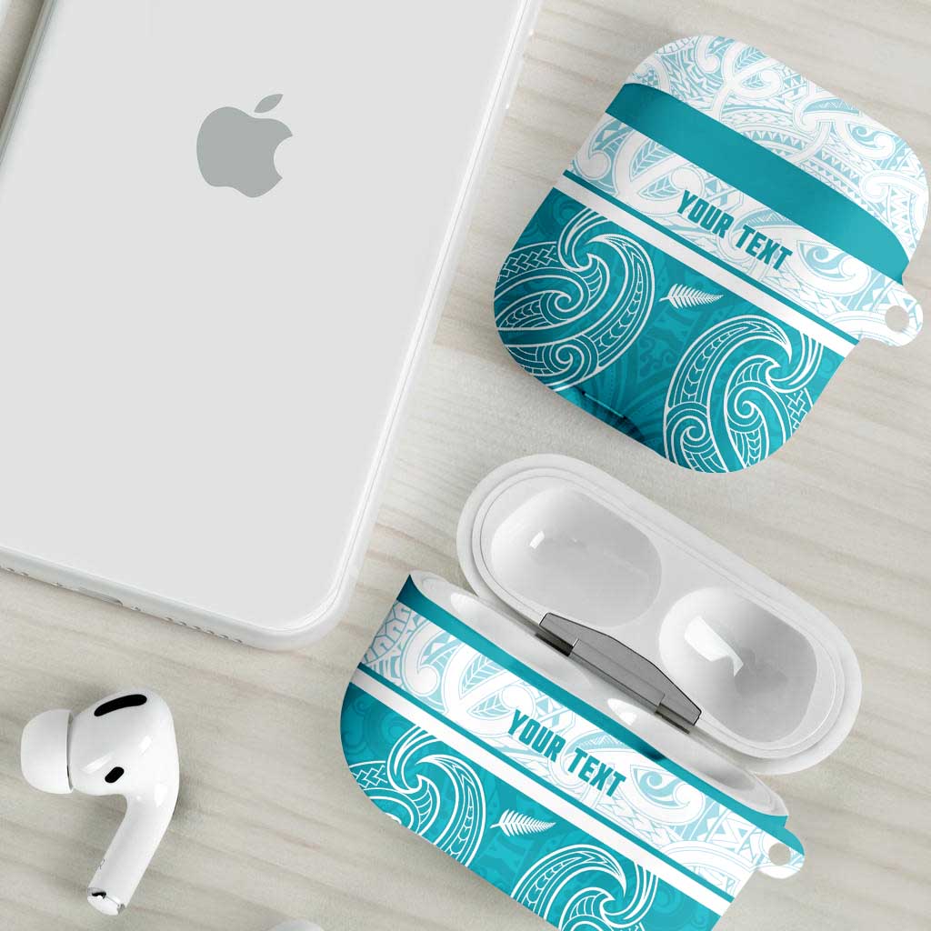 New Zealand Silver Fern Cricket Custom AirPods Case Black Cap Teal Maori Pattern - Vibe Hoodie