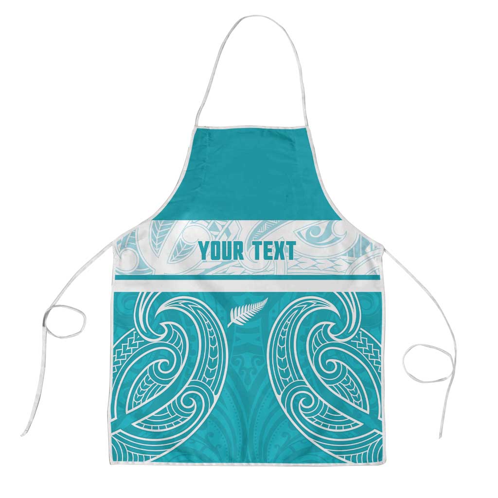 New Zealand Silver Fern Cricket Custom Apron Black Cap Teal Maori Pattern - Vibe Hoodie
