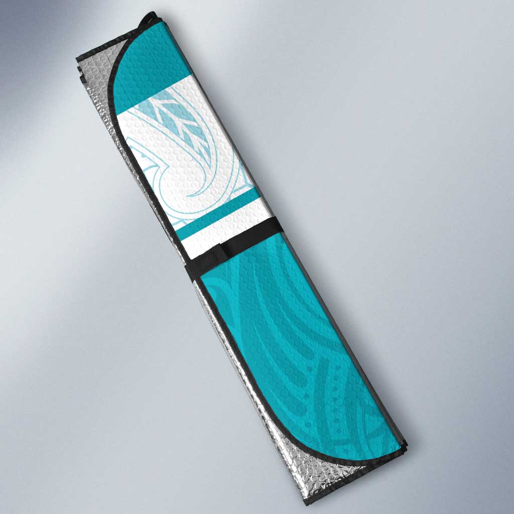 New Zealand Silver Fern Cricket Custom Auto Sun Shade Black Cap Teal Maori Pattern - Vibe Hoodie