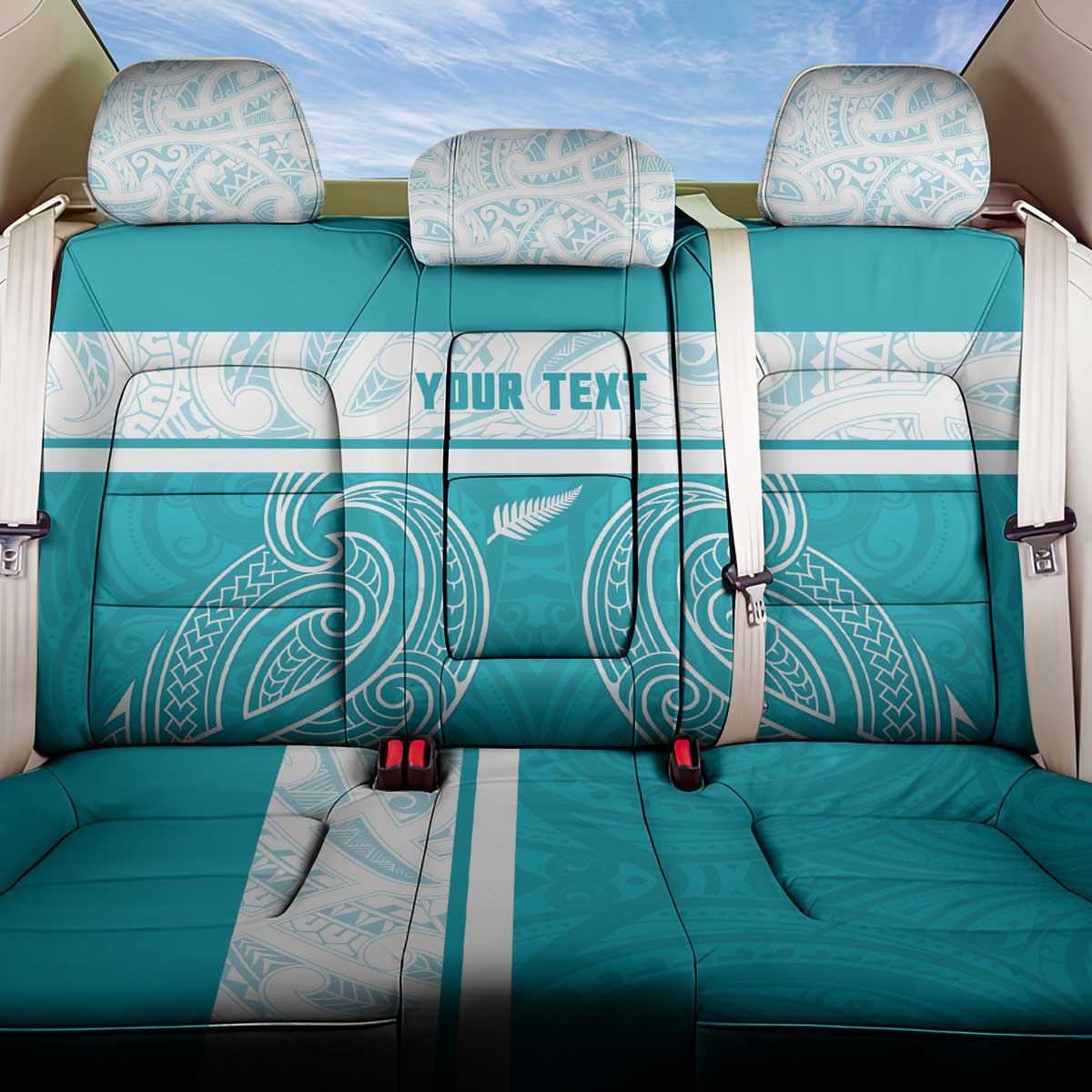 New Zealand Silver Fern Cricket Custom Back Car Seat Cover Black Cap Teal Maori Pattern - Vibe Hoodie