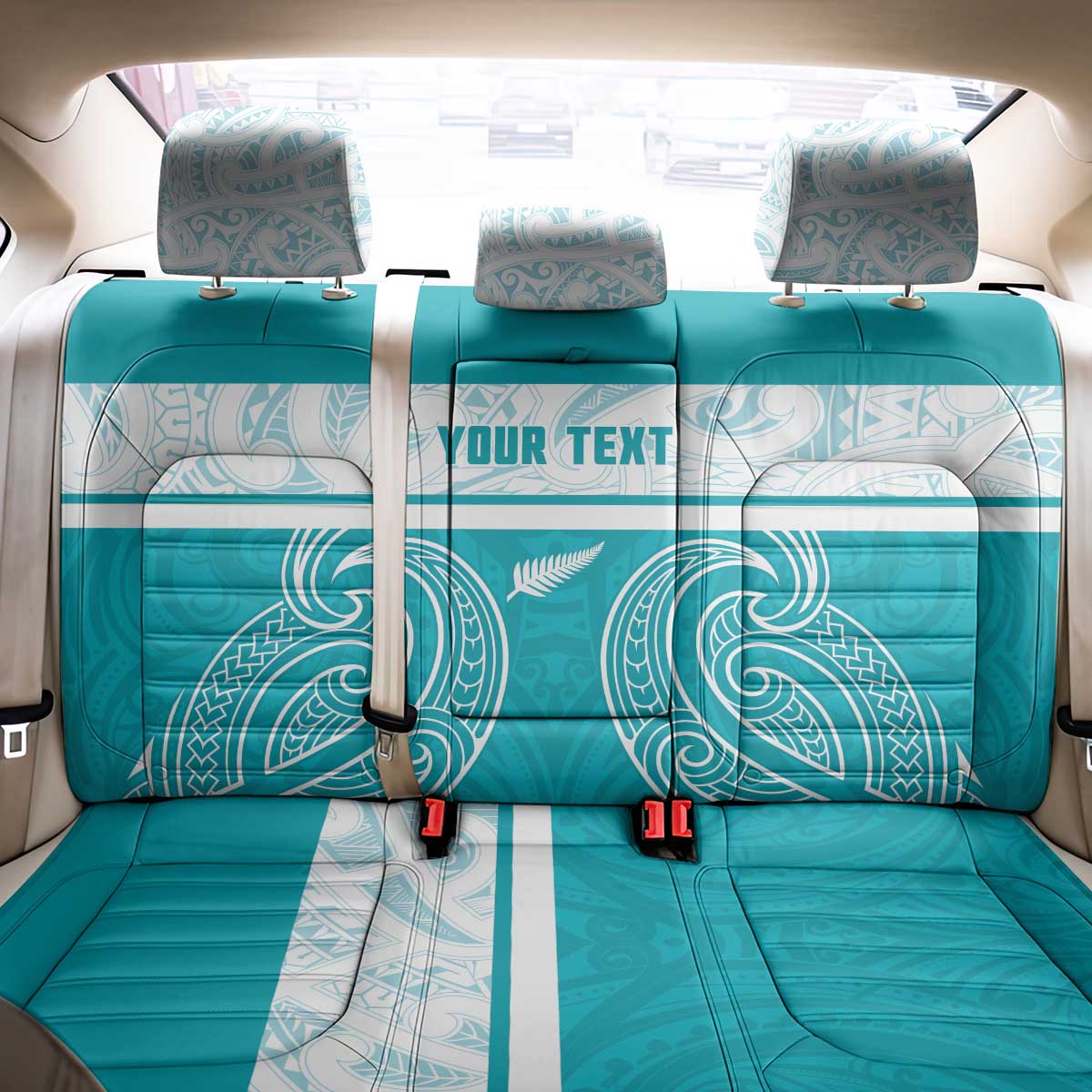New Zealand Silver Fern Cricket Custom Back Car Seat Cover Black Cap Teal Maori Pattern - Vibe Hoodie