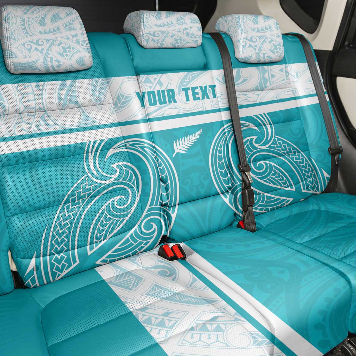 New Zealand Silver Fern Cricket Custom Back Car Seat Cover Black Cap Teal Maori Pattern - Vibe Hoodie