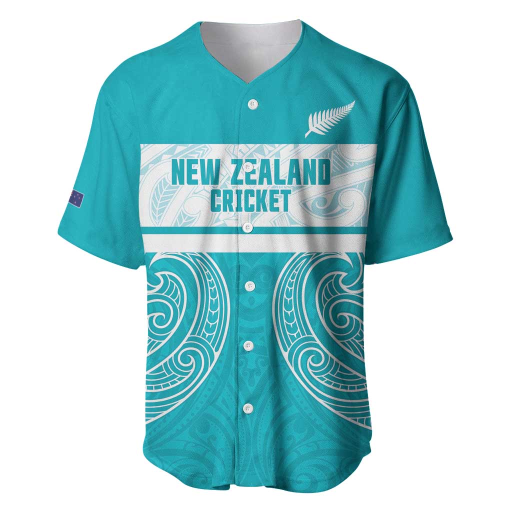 New Zealand Silver Fern Cricket Custom Baseball Jersey Black Cap Teal Maori Pattern - Vibe Hoodie