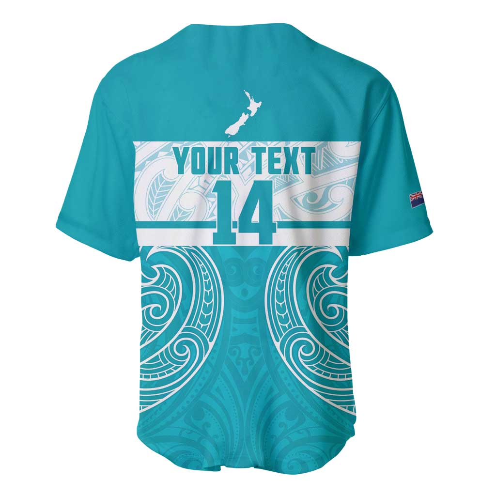 New Zealand Silver Fern Cricket Custom Baseball Jersey Black Cap Teal Maori Pattern - Vibe Hoodie