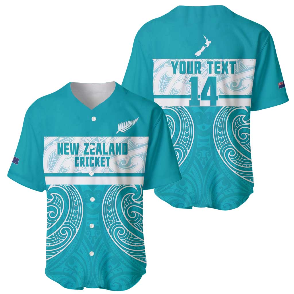 New Zealand Silver Fern Cricket Custom Baseball Jersey Black Cap Teal Maori Pattern - Vibe Hoodie