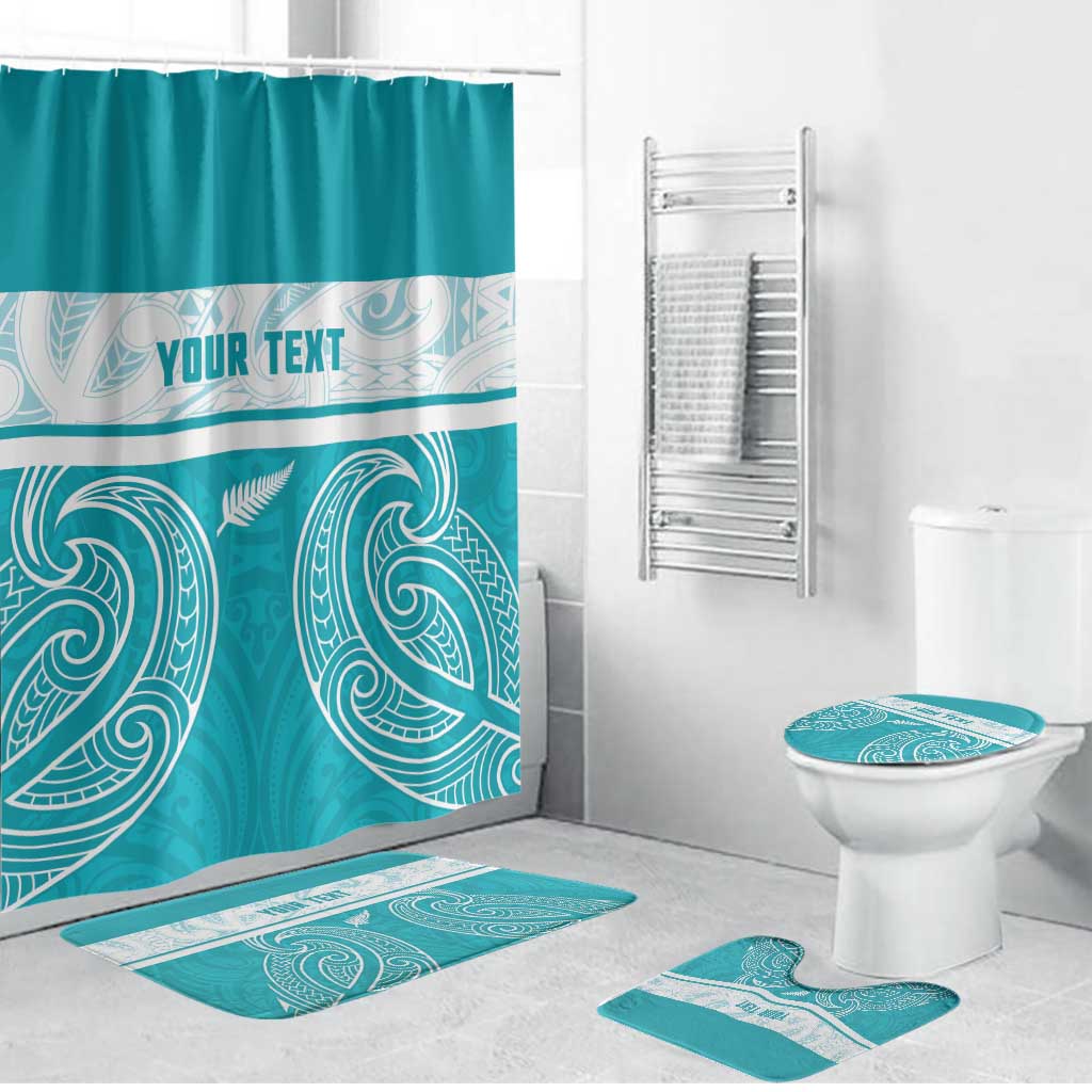 New Zealand Silver Fern Cricket Custom Bathroom Set Black Cap Teal Maori Pattern - Vibe Hoodie
