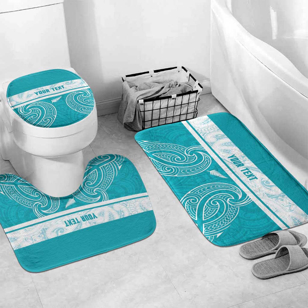 New Zealand Silver Fern Cricket Custom Bathroom Set Black Cap Teal Maori Pattern - Vibe Hoodie