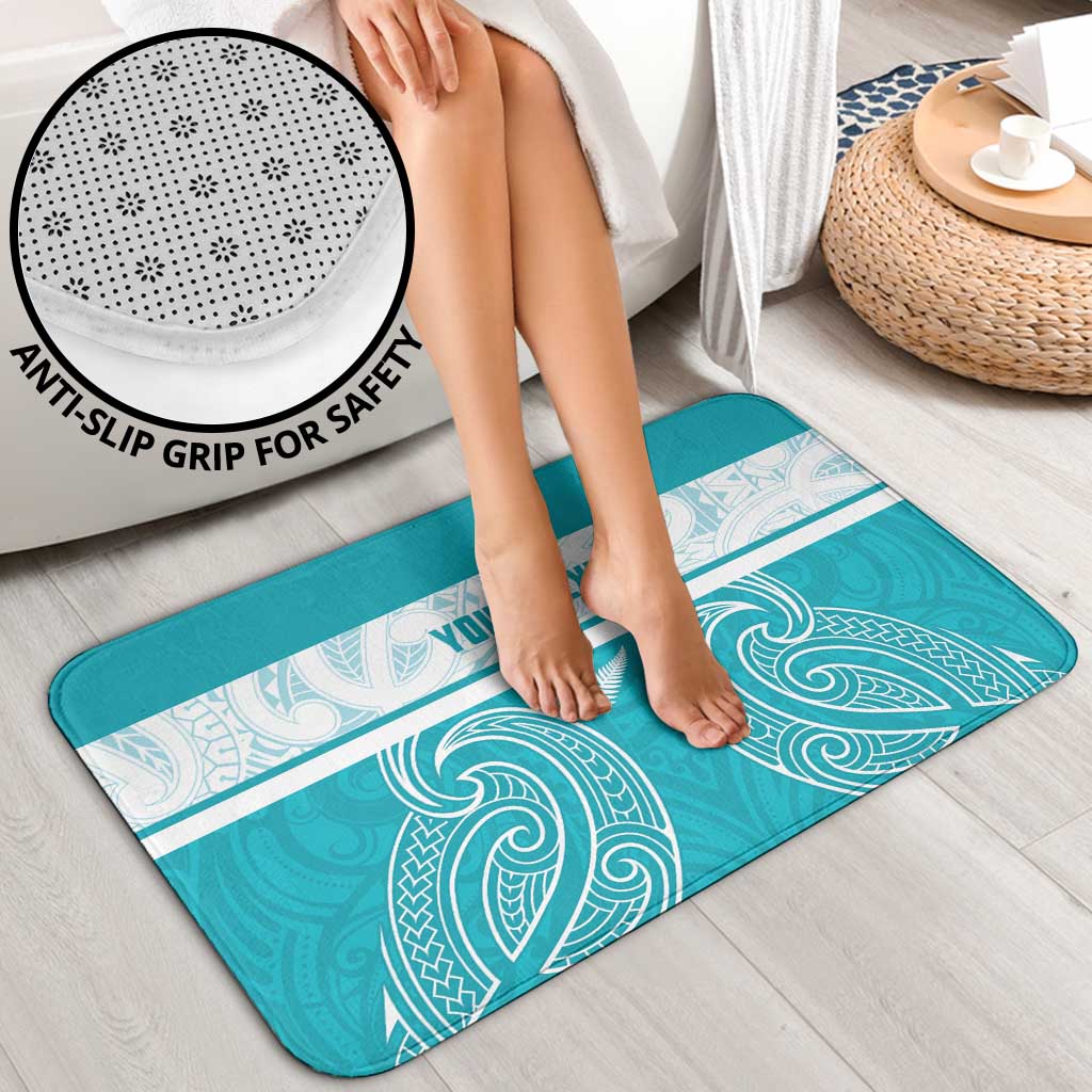 New Zealand Silver Fern Cricket Custom Bathroom Set Black Cap Teal Maori Pattern - Vibe Hoodie