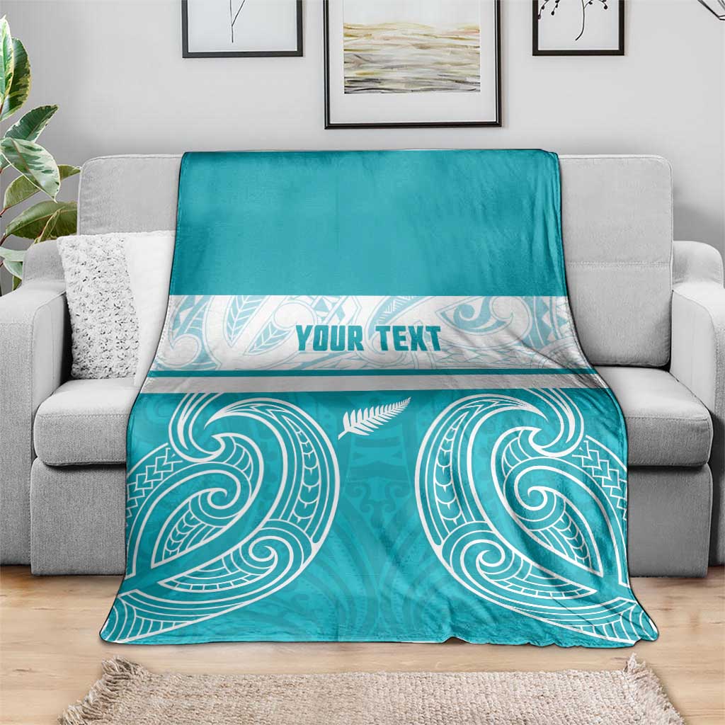 New Zealand Silver Fern Cricket Custom Blanket Black Cap Teal Maori Pattern - Vibe Hoodie