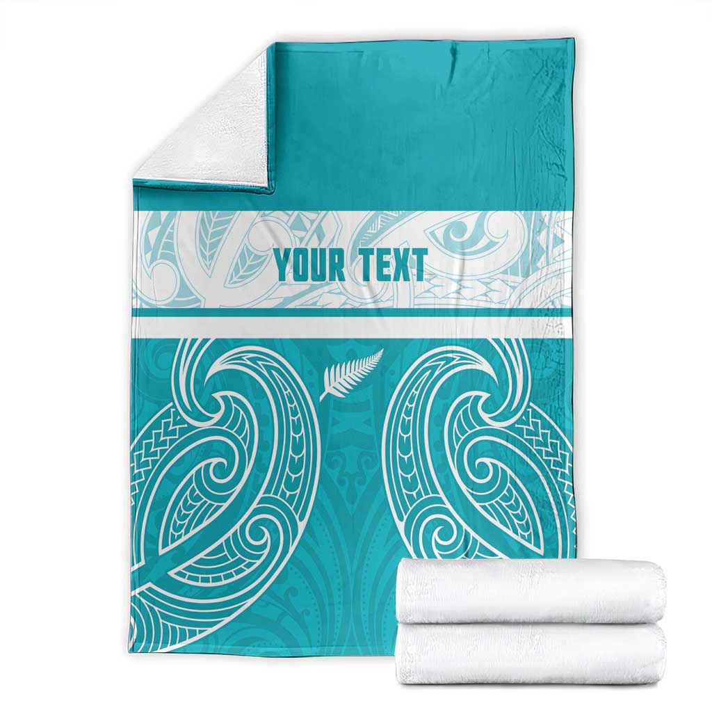 New Zealand Silver Fern Cricket Custom Blanket Black Cap Teal Maori Pattern - Vibe Hoodie